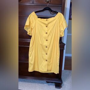NWT Crosby by Millie Burch Yellow Soleil Boatneck Pocket Georgina Shift Dress